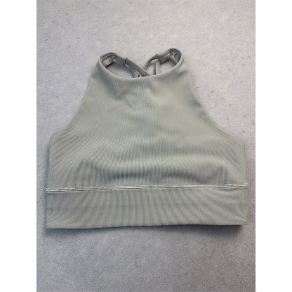 lululemon halter bra - ribbed high neck sage green‎ size 4-6